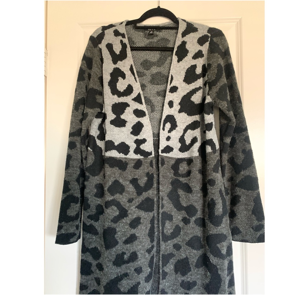 Grey and Black leopard cardigan duster